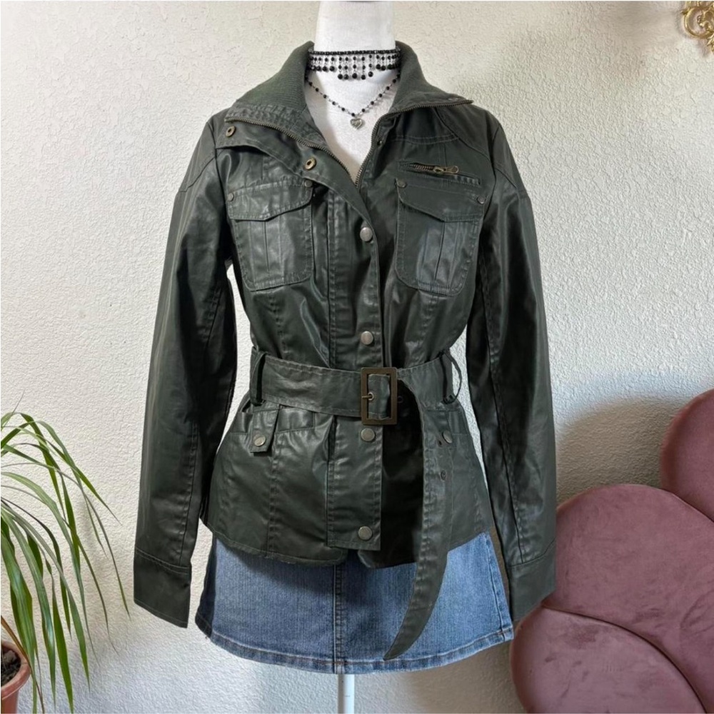Y2K Miss London Dark Green Utility Jacket - Picture 2 of 8